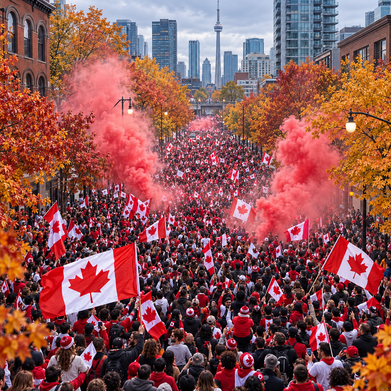 Supplied image: Autumn crowd, square frame